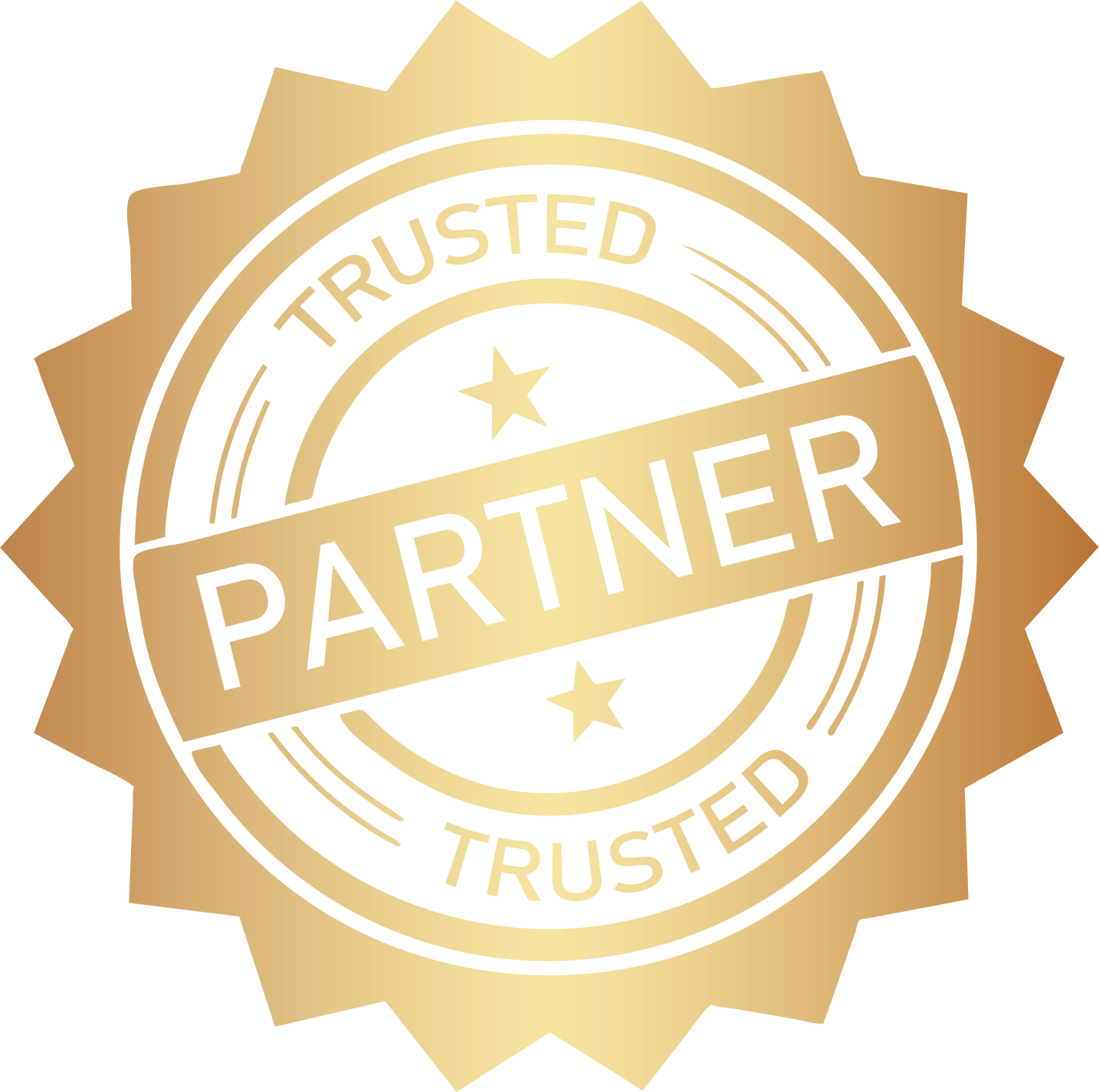 Golden trusted partner stamp badge